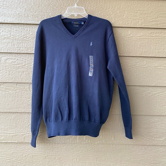 POLO RALPH LAURENV-Neck Knit Basic Sweater Navy size M